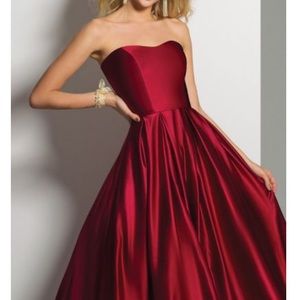 Strapless Satin High Low Gown